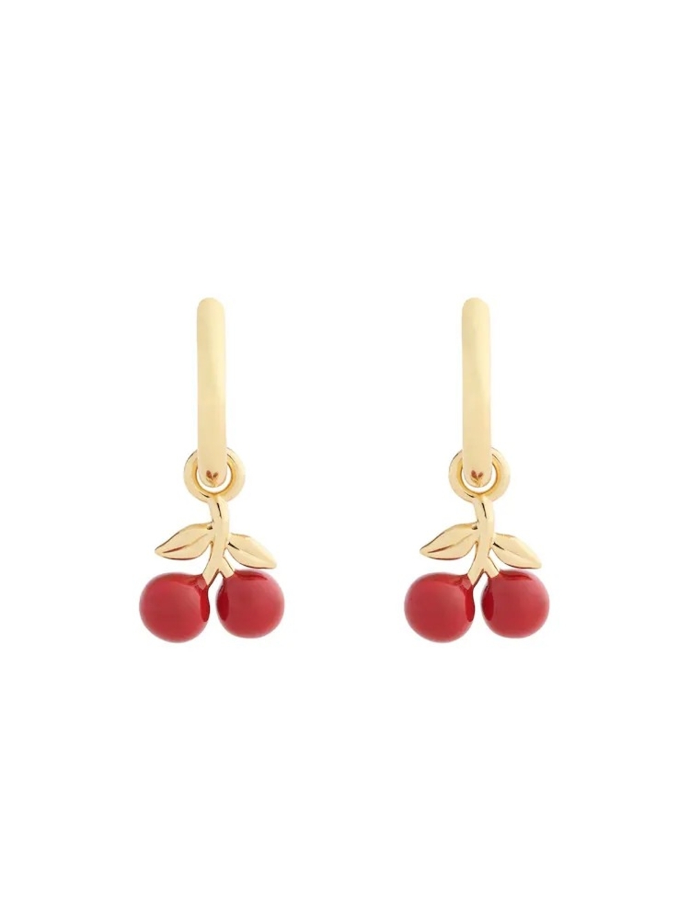 Coach Gold-Tone Cherry Hoop Earrings with Red Enamel Charms